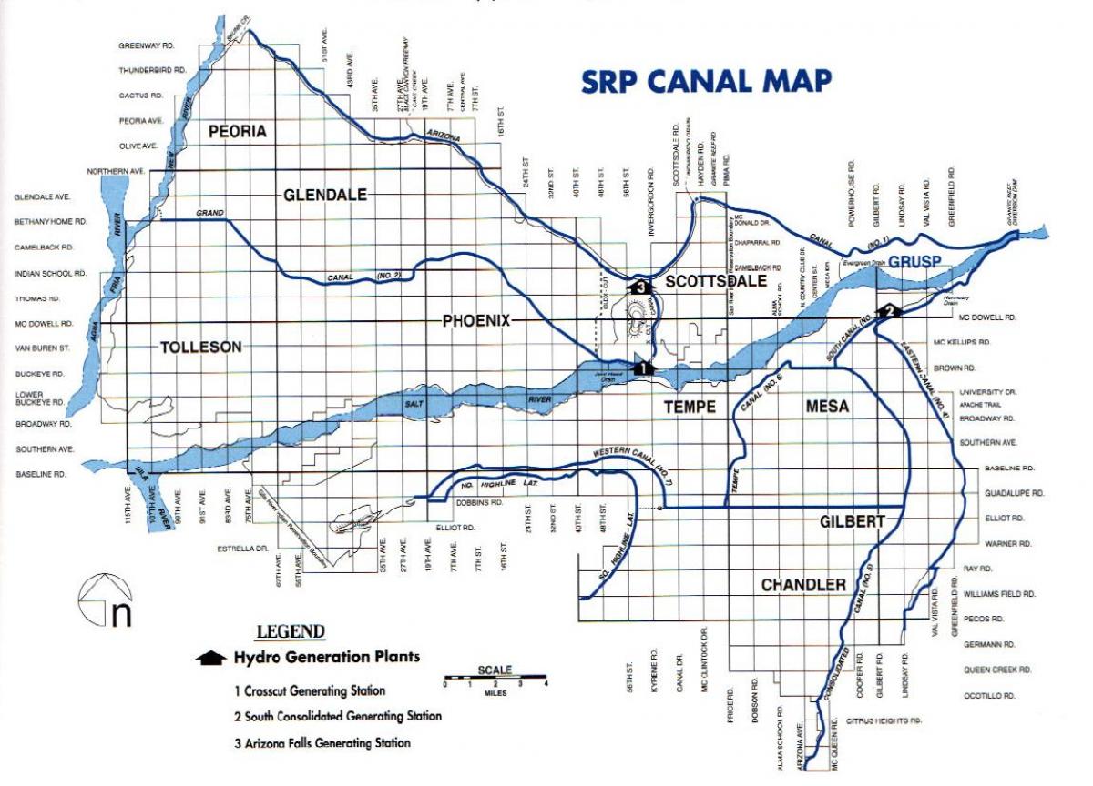 < ؛ ؛ > فینکس نہر کے نظام کا نقشہ